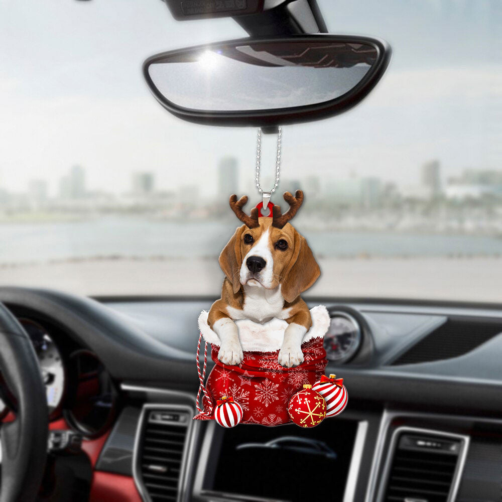 Beagle In Snow Pocket Christmas Car Hanging Ornament Coolspod Ornaments