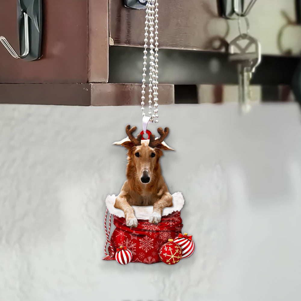 Borzoi In Snow Pocket Christmas Car Hanging Ornament Coolspod Ornaments
