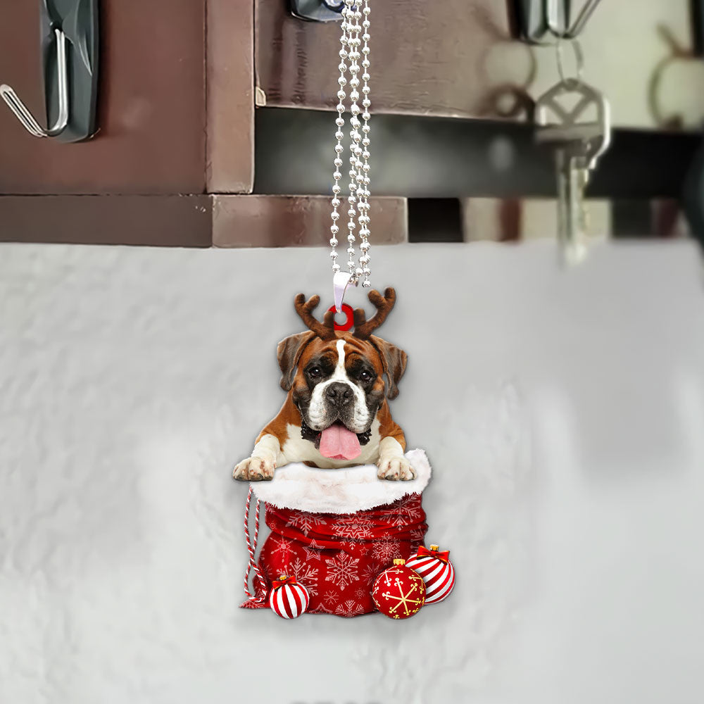 Boxer In Snow Pocket Christmas Car Hanging Ornament Coolspod Ornaments