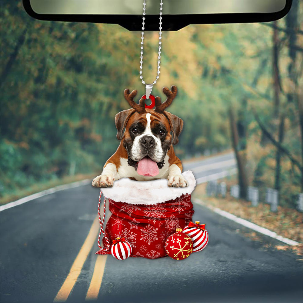 Boxer In Snow Pocket Christmas Car Hanging Ornament Coolspod Ornaments