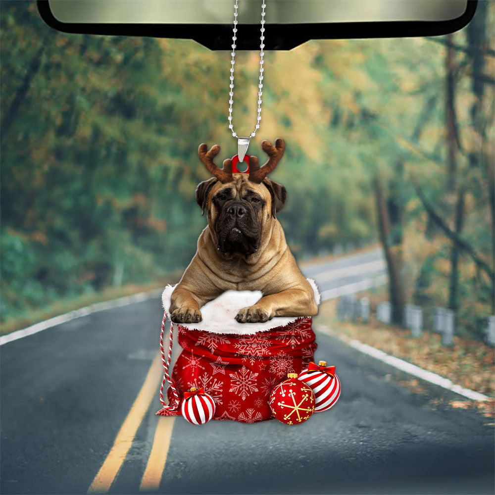 Bullmastiff In Snow Pocket Christmas Car Hanging Ornament Coolspod Ornaments