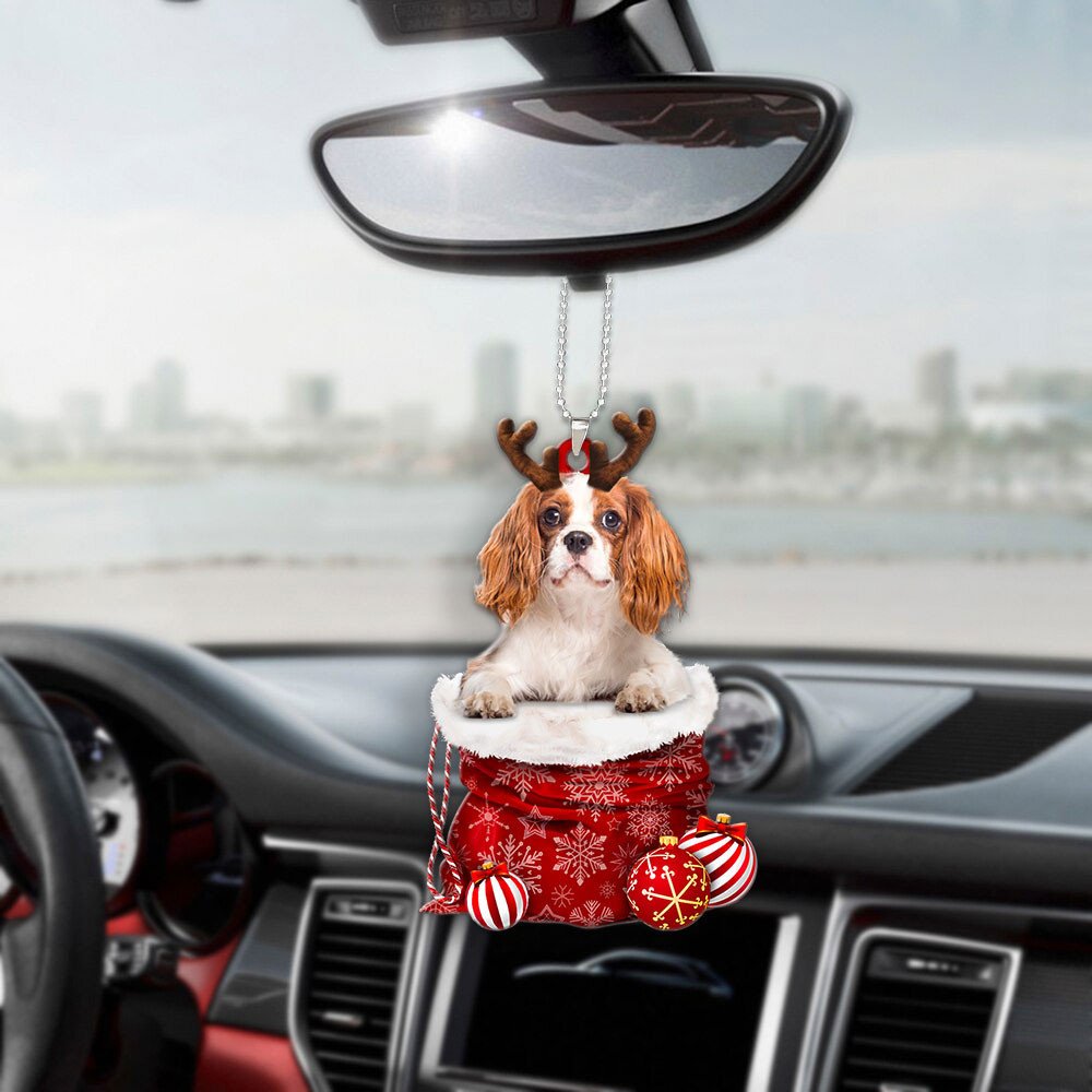 Cavalier King Charles Spaniel In Snow Pocket Christmas Car Hanging Ornament Coolspod Ornaments