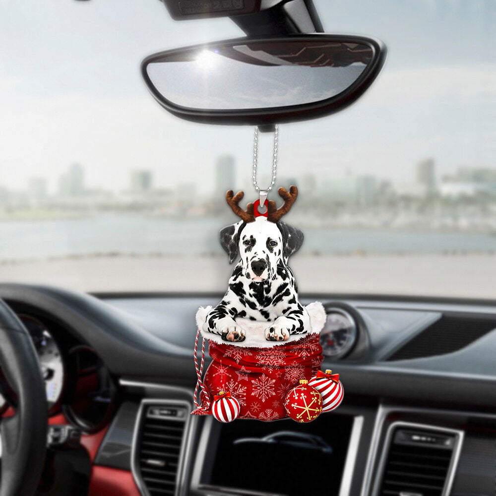 Dalmatian In Snow Pocket Christmas Car Hanging Ornament Coolspod Ornaments