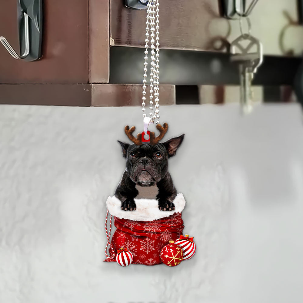 French Bulldog In Snow Pocket Christmas Car Hanging Ornament Coolspod Ornaments