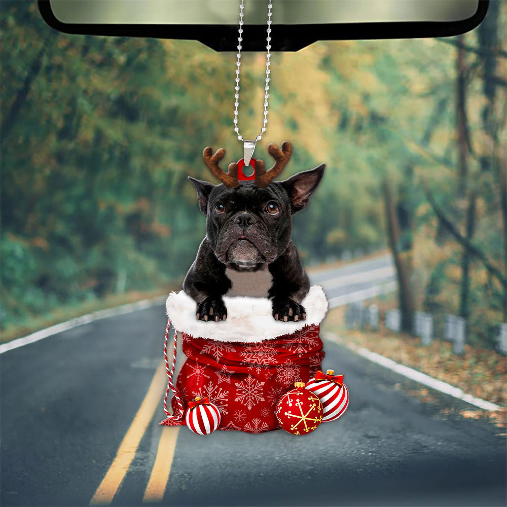 French Bulldog In Snow Pocket Christmas Car Hanging Ornament Coolspod Ornaments