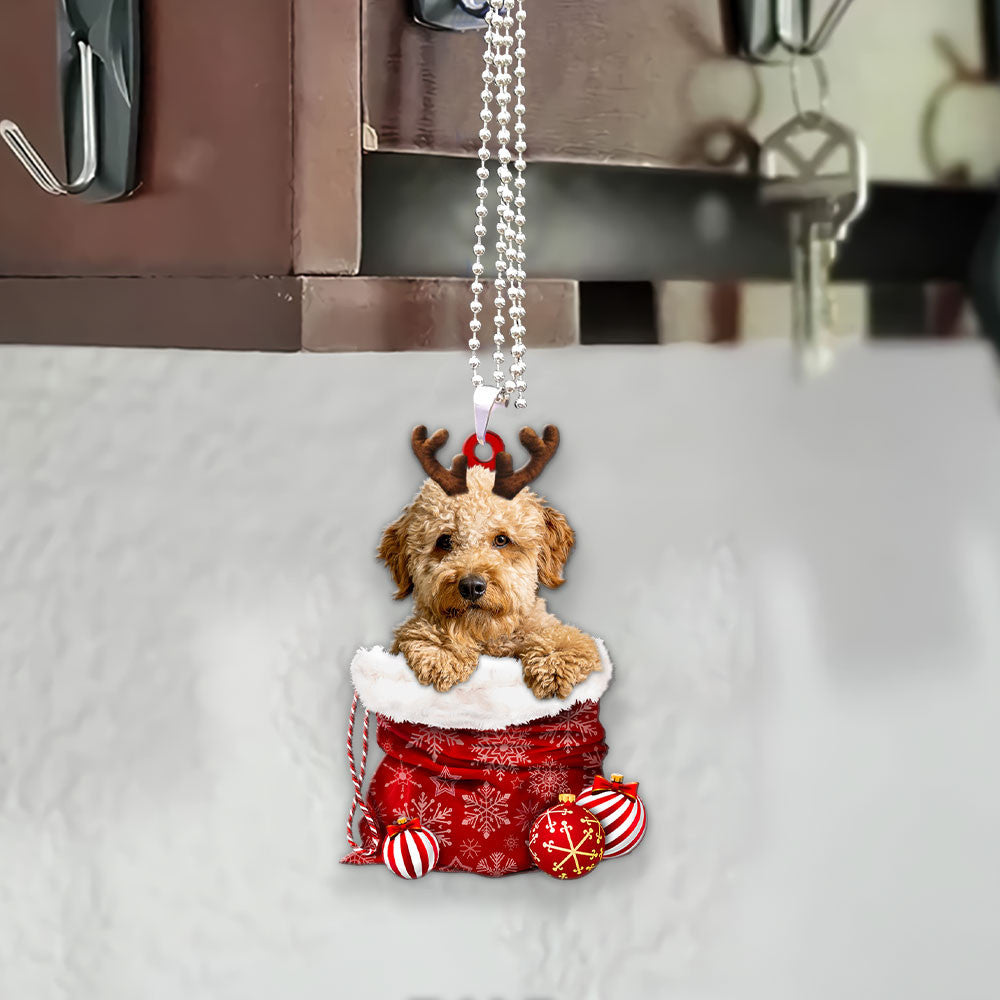 Goldendoodle In Snow Pocket Christmas Car Hanging Ornament Coolspod Ornaments