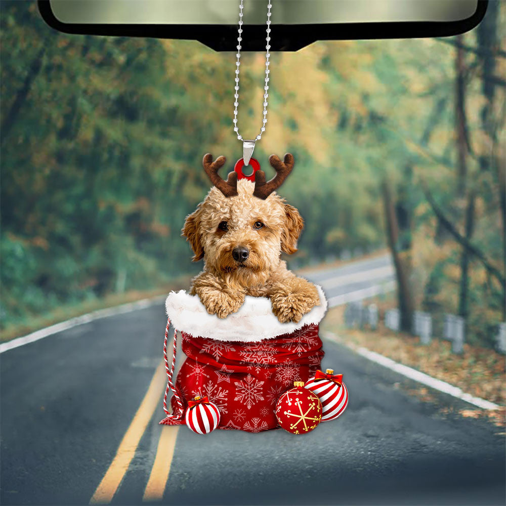 Goldendoodle In Snow Pocket Christmas Car Hanging Ornament Coolspod Ornaments