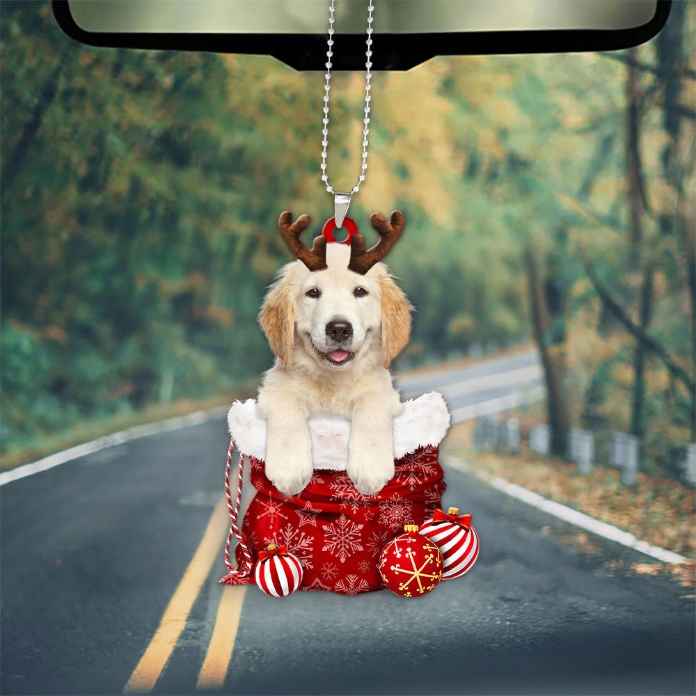 Golden Retriever In Snow Pocket Christmas Car Hanging Ornament Coolspod Ornaments