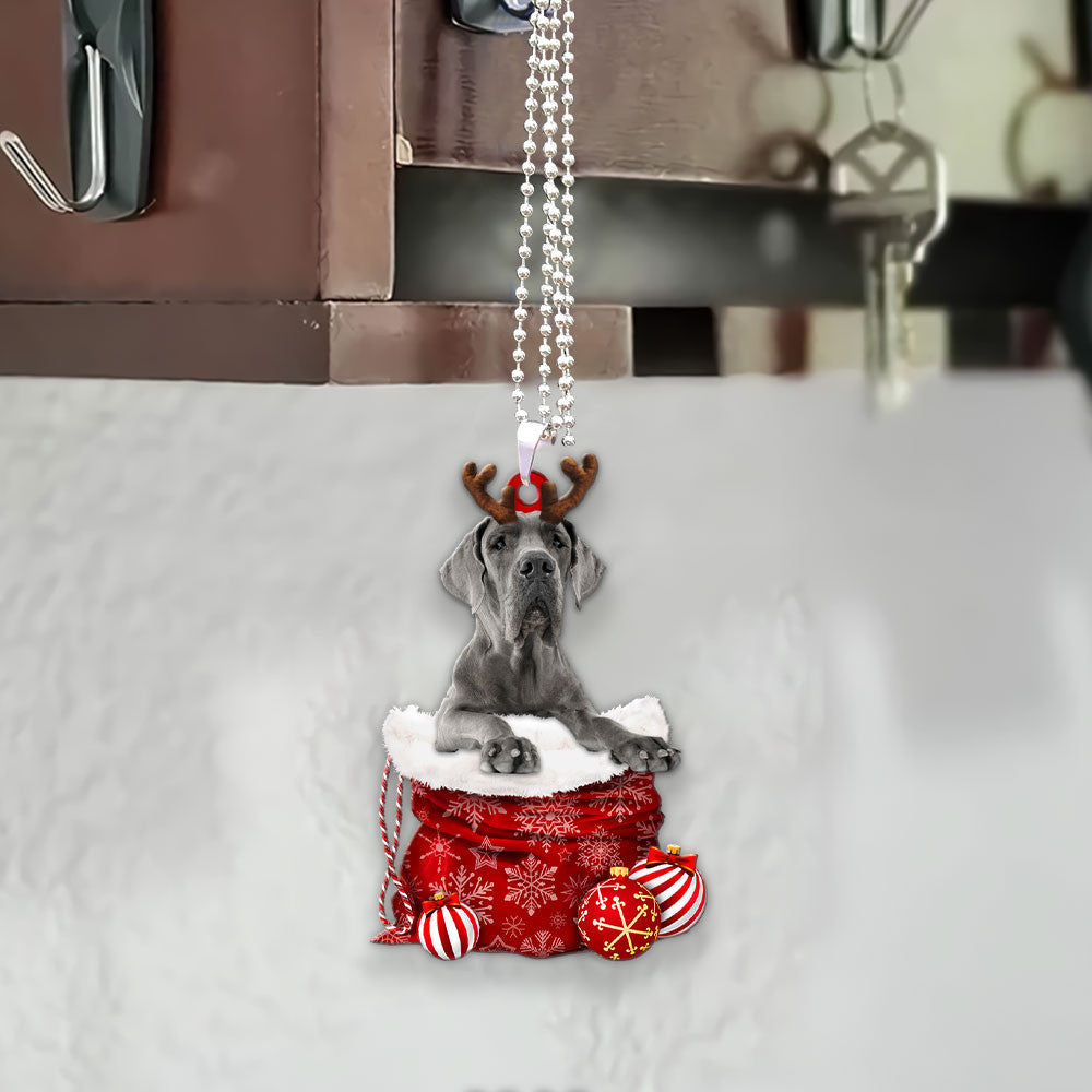 Great Dane In Snow Pocket Christmas Car Hanging Ornament Coolspod Ornaments