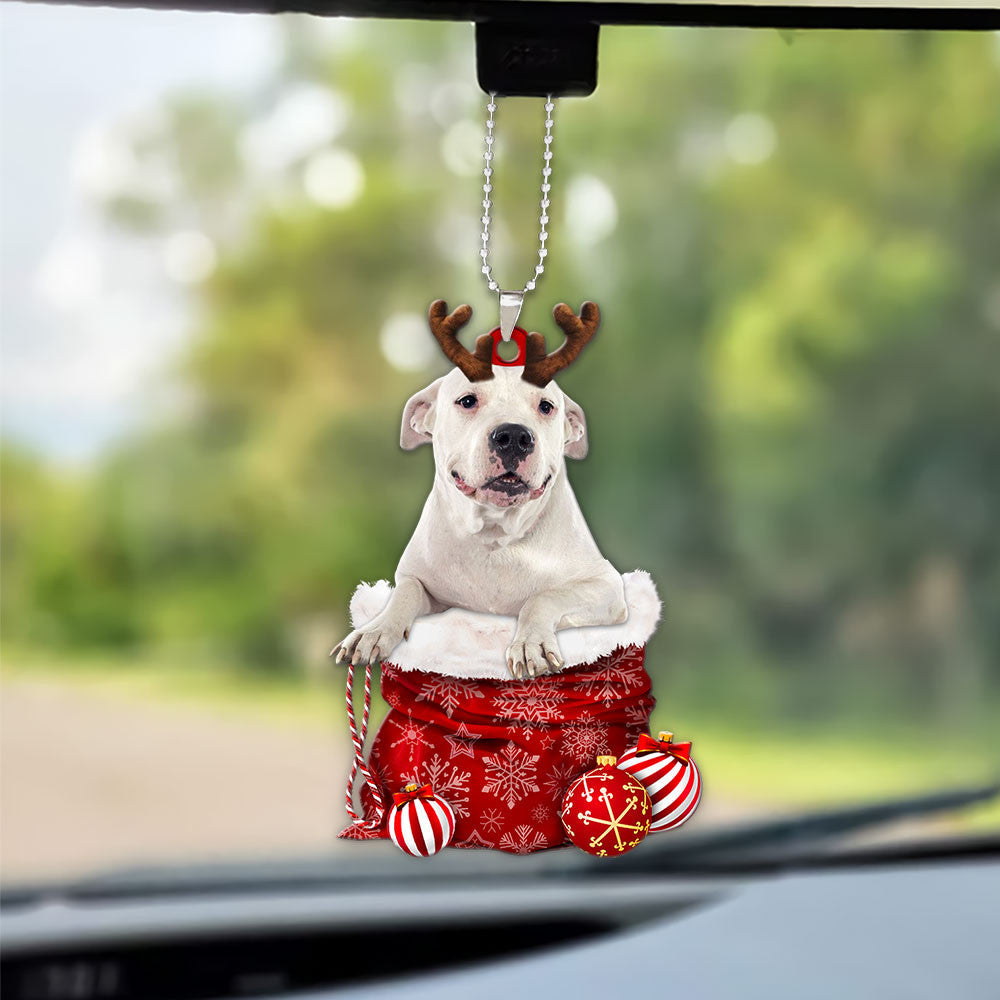 Dogo Argentino In Snow Pocket Christmas Car Hanging Ornament Coolspod Ornaments