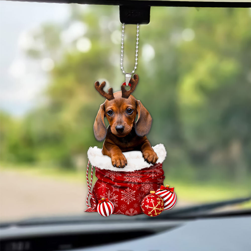 Dachshund In Snow Pocket Christmas Car Hanging Ornament Coolspod Ornaments