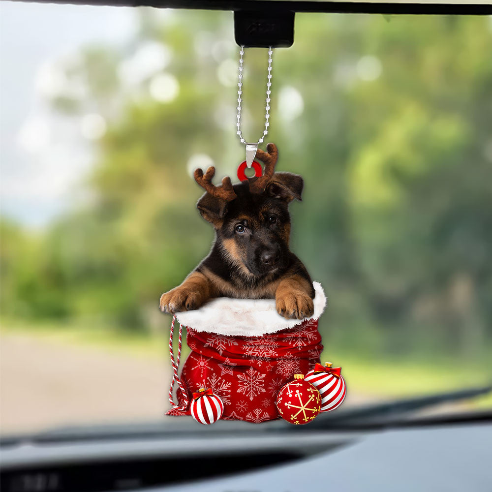 German Shepherd Dog In Snow Pocket Christmas Car Hanging Ornament Coolspod Ornaments