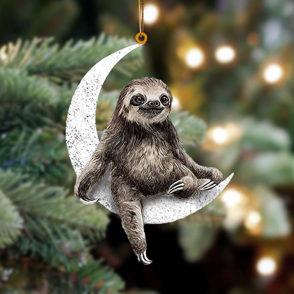 Sloth Sits On The Moon Flat Acrylic Hanging Ornament Animals Shaped
