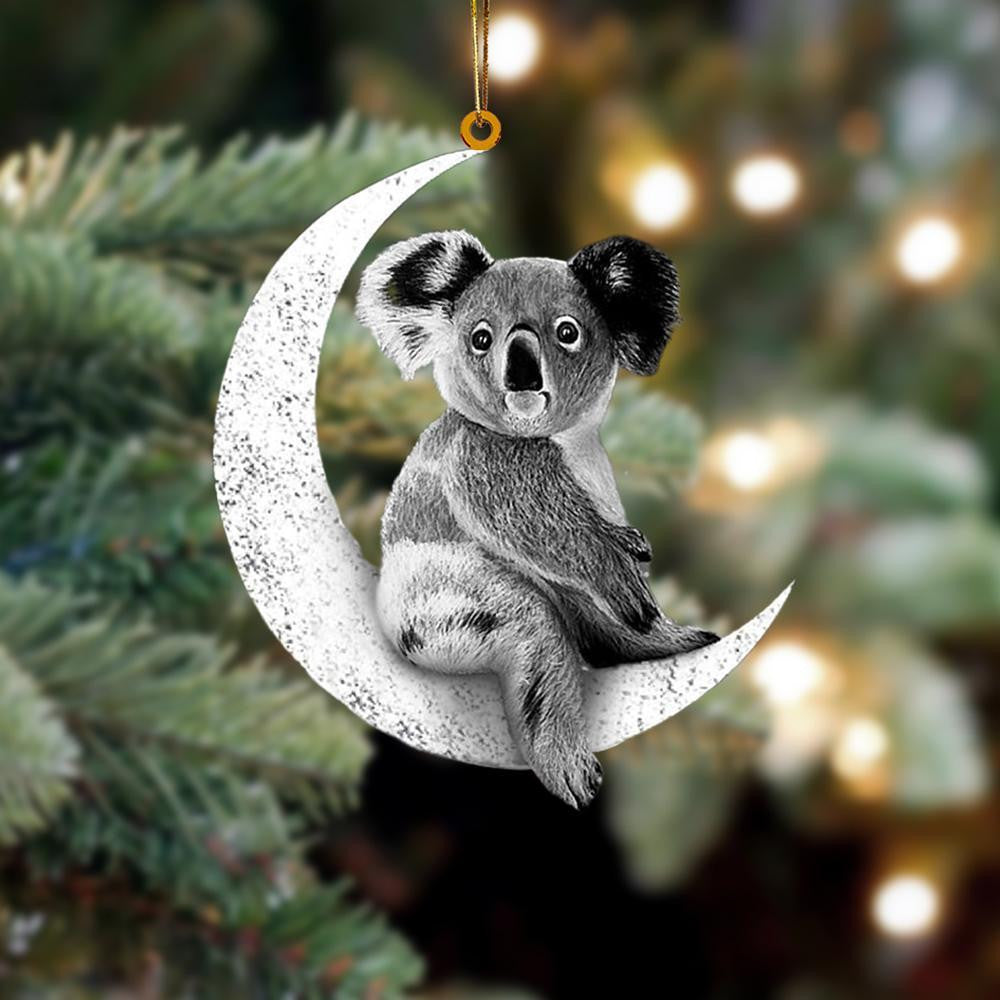Koala Sits On The Moon Flat Acrylic Hanging Ornament Animals Shaped