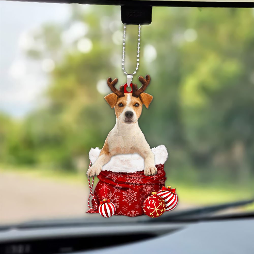 Jack Russell Terrier In Snow Pocket Christmas Car Hanging Ornament Coolspod Ornaments