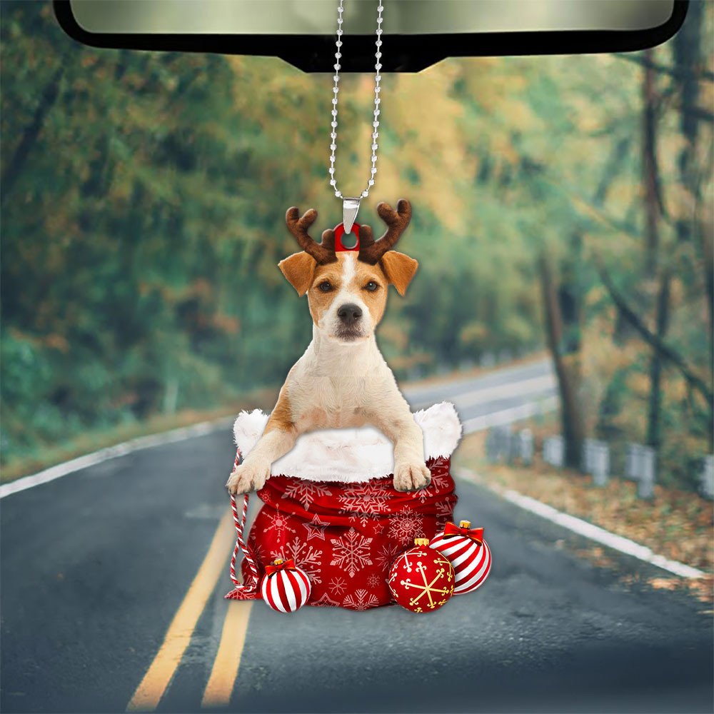 Jack Russell Terrier In Snow Pocket Christmas Car Hanging Ornament Coolspod Ornaments