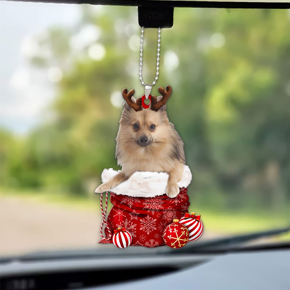 Keeshound In Snow Pocket Christmas Car Hanging Ornament Coolspod Ornaments