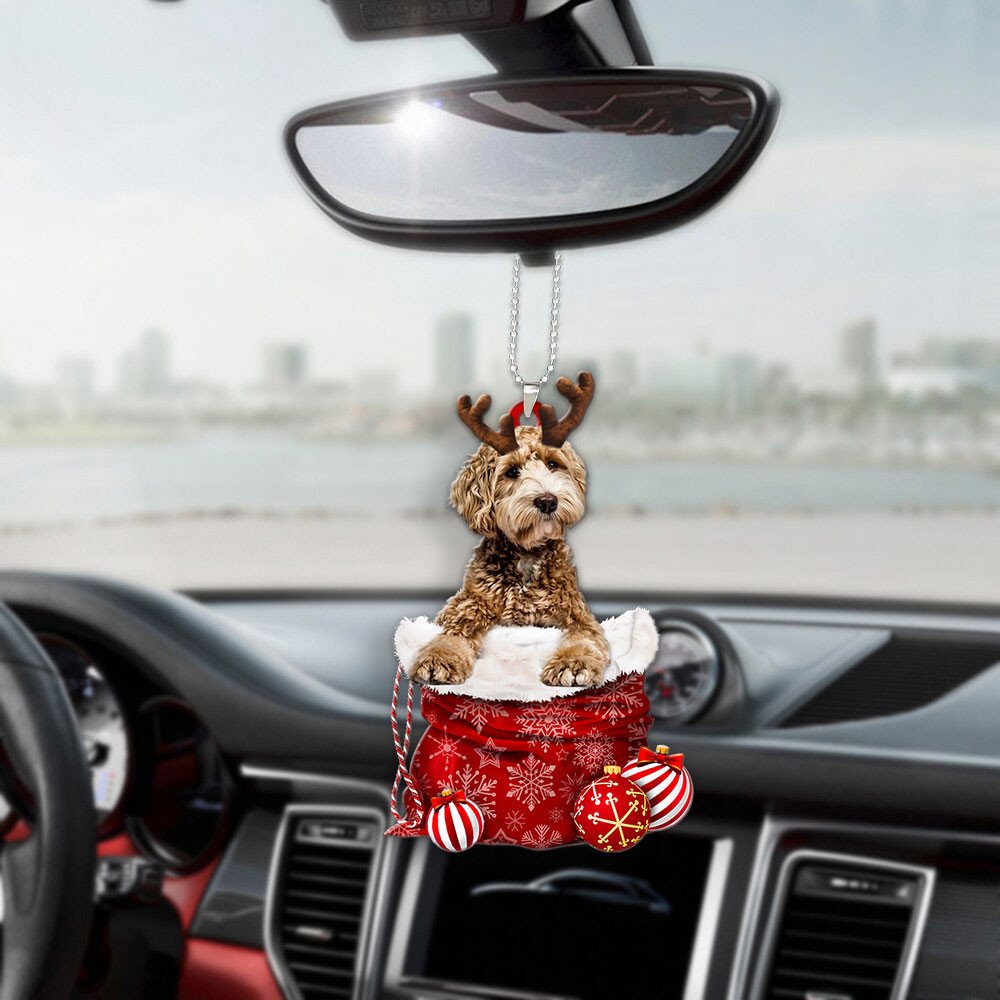 Labradoodle In Snow Pocket Christmas Car Hanging Ornament Coolspod Ornaments
