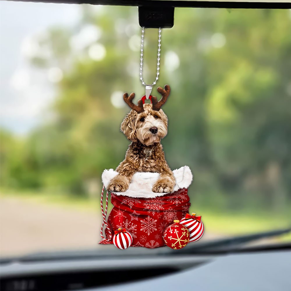 Labradoodle In Snow Pocket Christmas Car Hanging Ornament Coolspod Ornaments