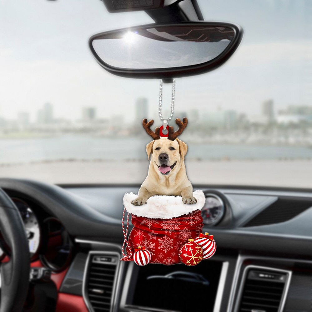 Labrador Retriever In Snow Pocket Christmas Car Hanging Ornament Coolspod Ornaments