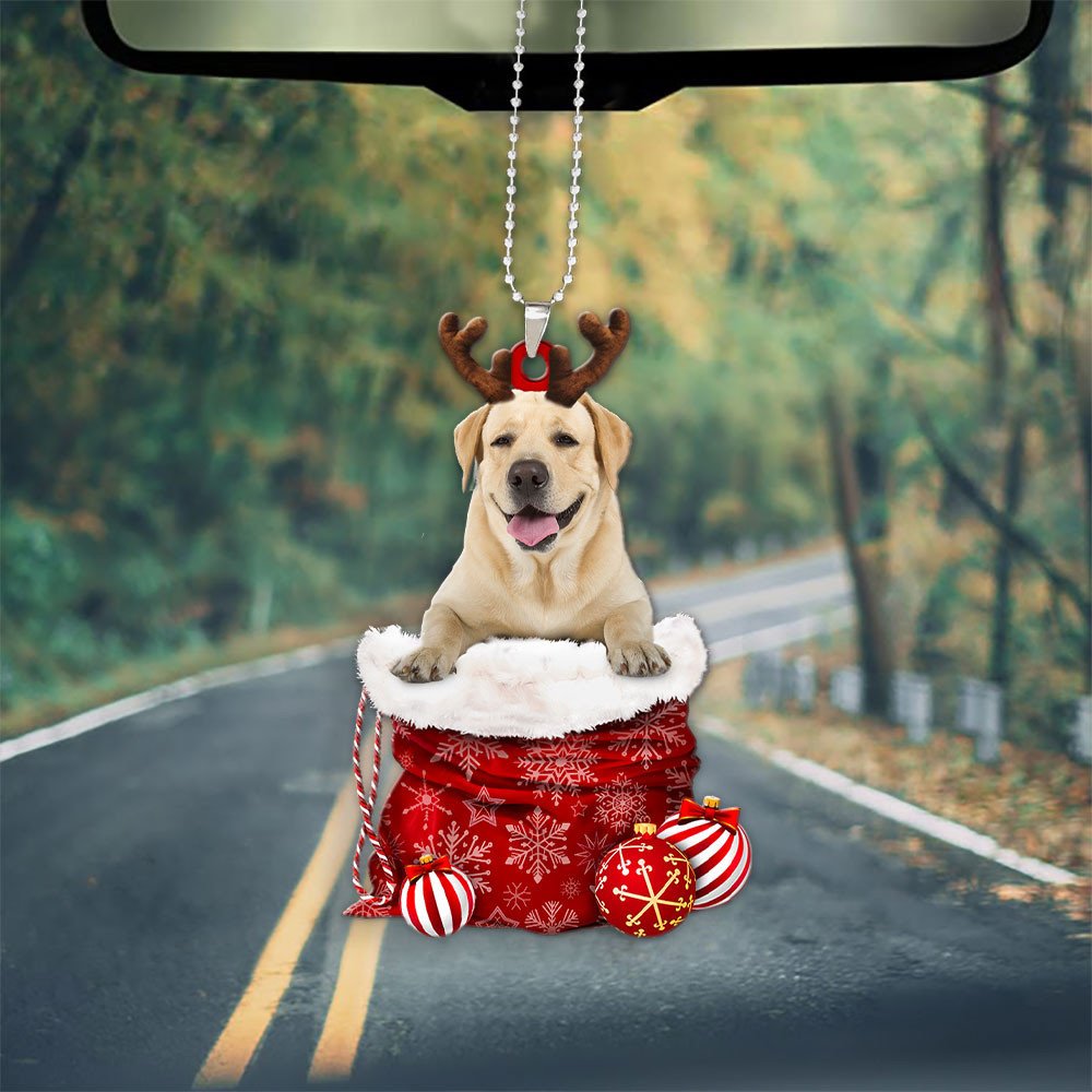 Labrador Retriever In Snow Pocket Christmas Car Hanging Ornament Coolspod Ornaments