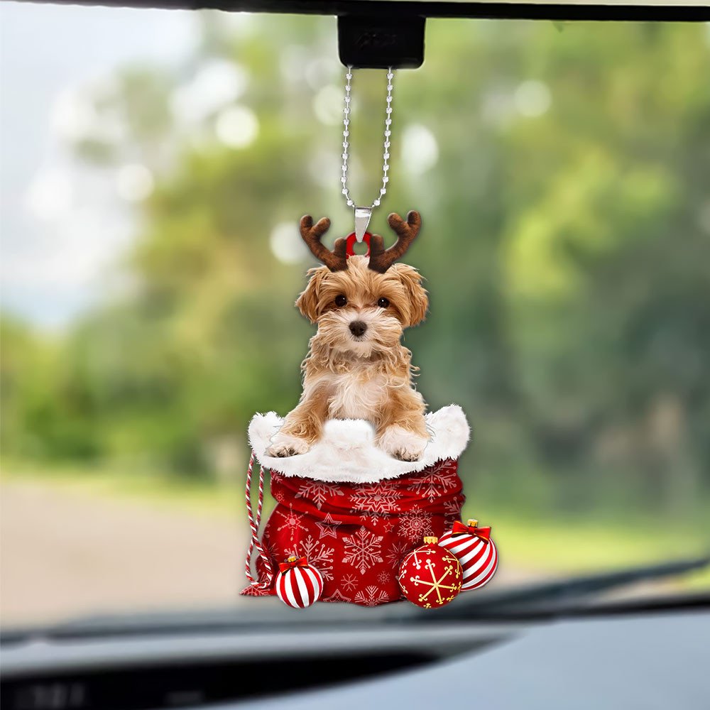 Maltipoo In Snow Pocket Christmas Car Hanging Ornament Coolspod Ornaments