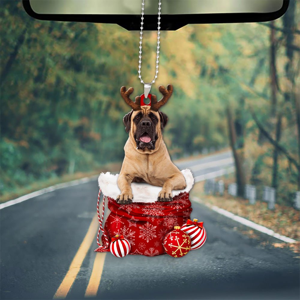 Mastiff In Snow Pocket Christmas Car Hanging Ornament Coolspod Ornaments