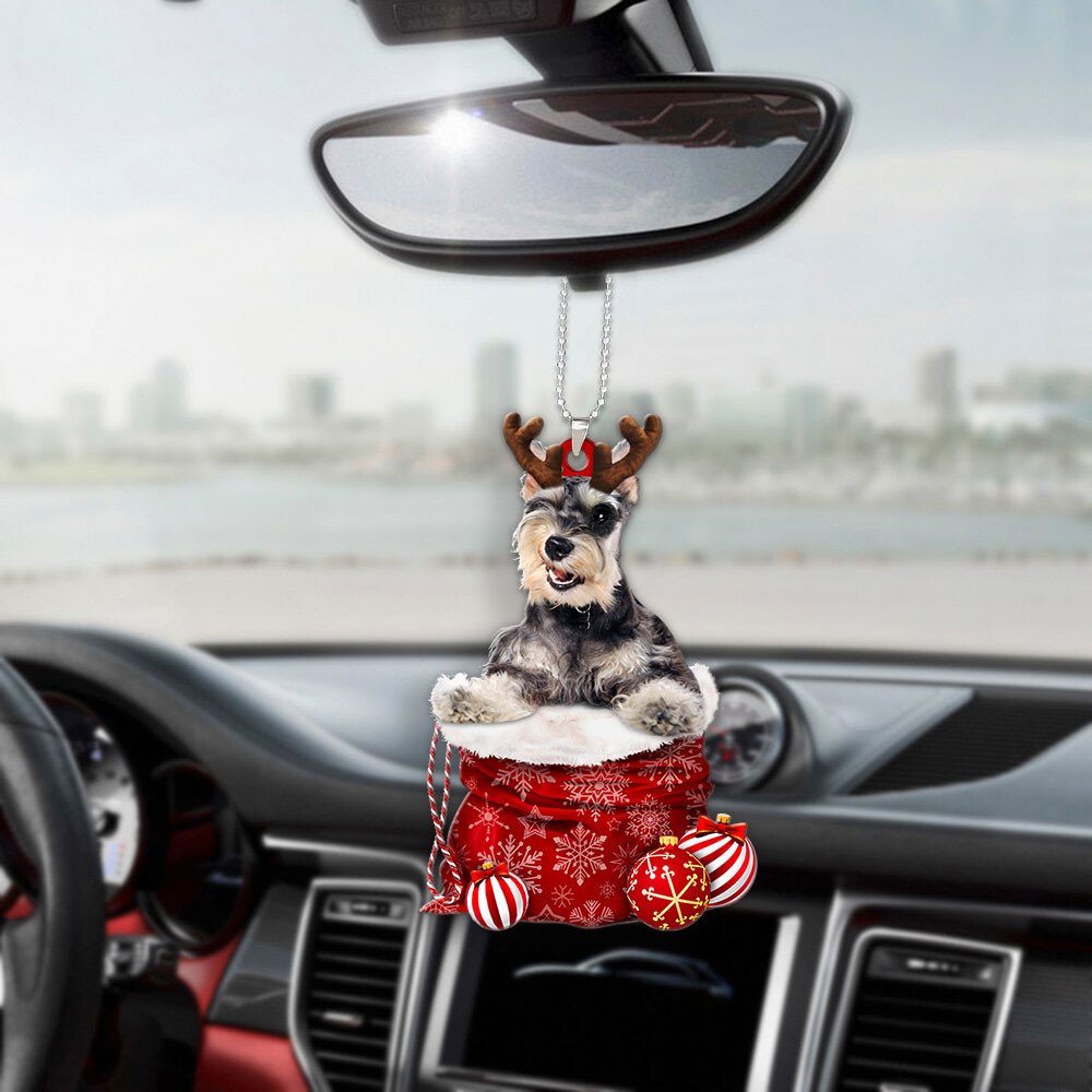 Miniature Schnauzer In Snow Pocket Christmas Car Hanging Ornament Coolspod Ornaments