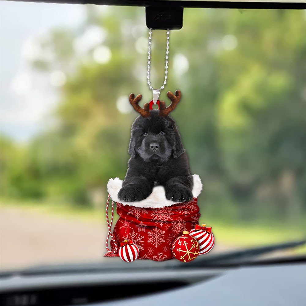 Newfoundland In Snow Pocket Christmas Car Hanging Ornament Coolspod Ornaments