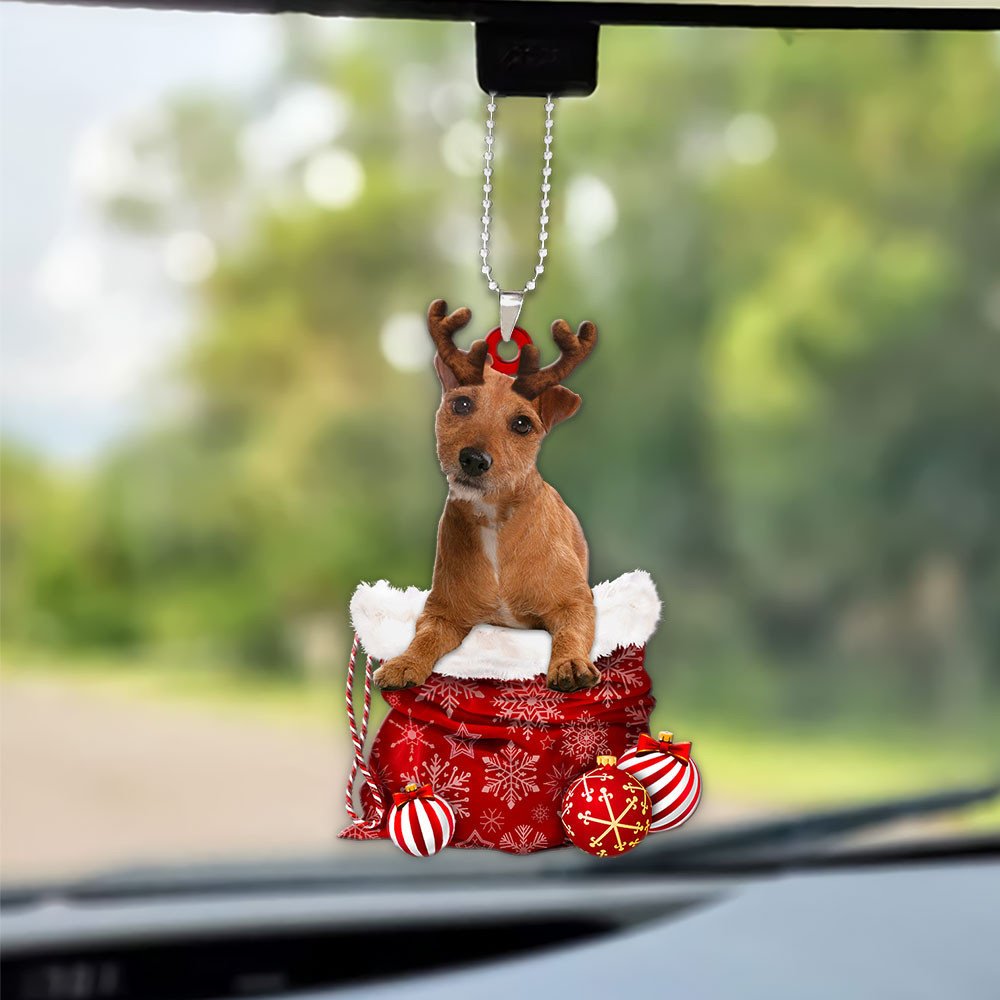 Patterdale Terrier In Snow Pocket Christmas Car Hanging Ornament Coolspod Ornaments