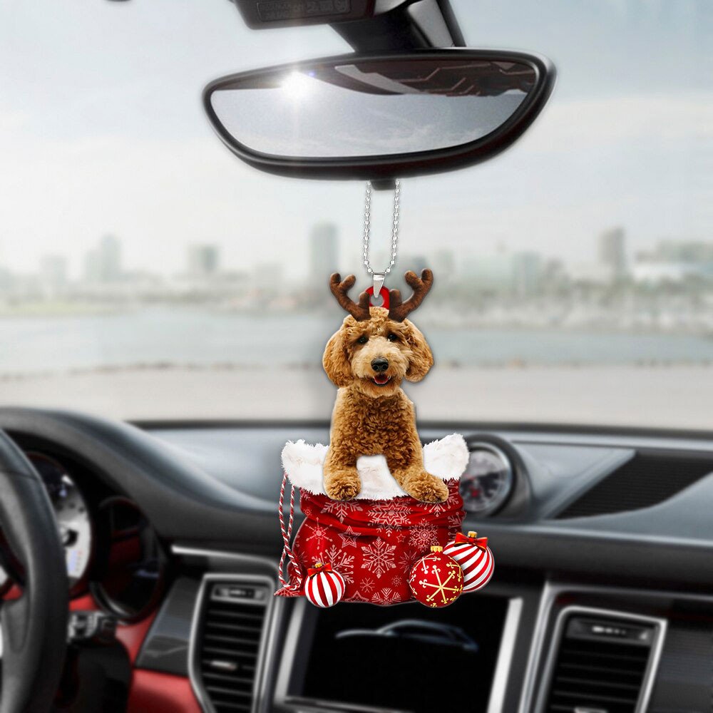 Poodle In Snow Pocket Christmas Car Hanging Ornament Coolspod Ornaments