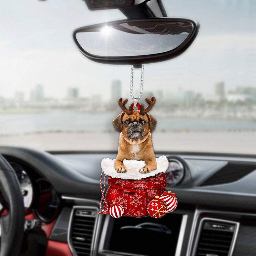 Puggle In Snow Pocket Christmas Car Hanging Ornament Coolspod Ornaments