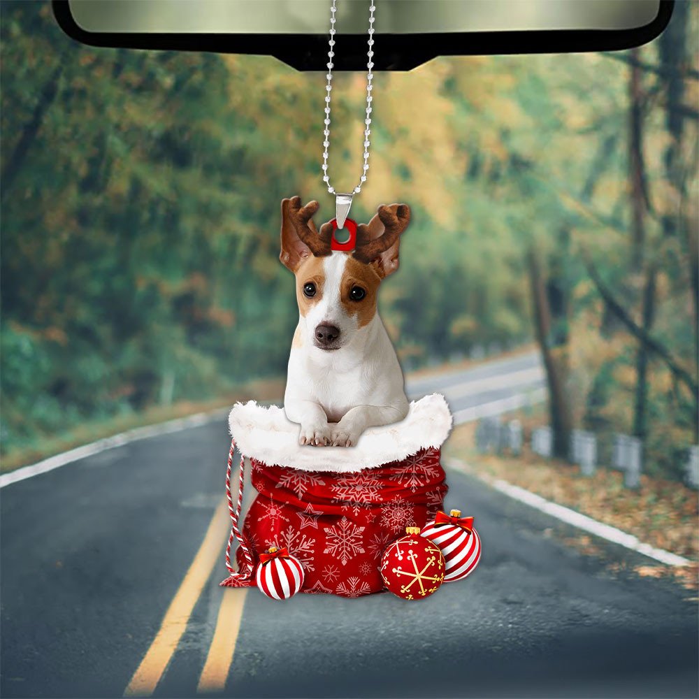 Rat Terrier In Snow Pocket Christmas Car Hanging Ornament Coolspod Ornaments