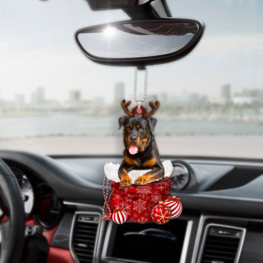 Rottweiler In Snow Pocket Christmas Car Hanging Ornament Coolspod Ornaments