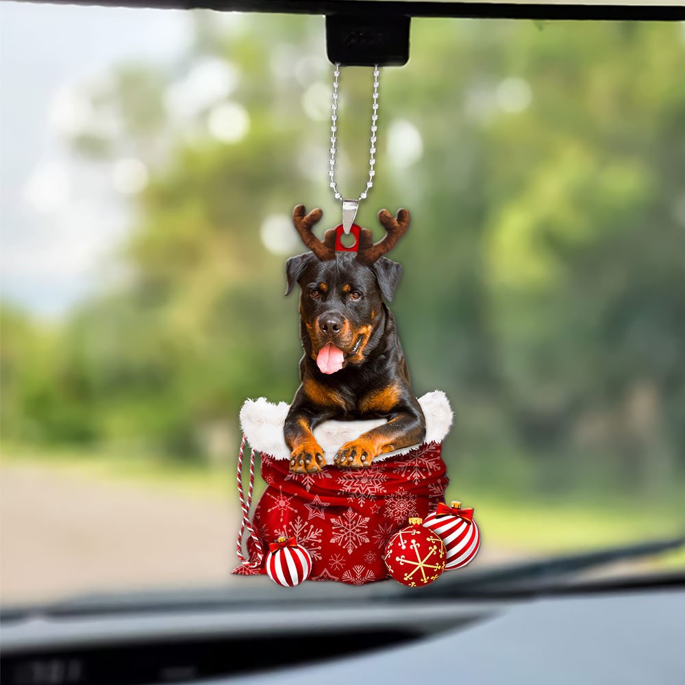 Rottweiler In Snow Pocket Christmas Car Hanging Ornament Coolspod Ornaments