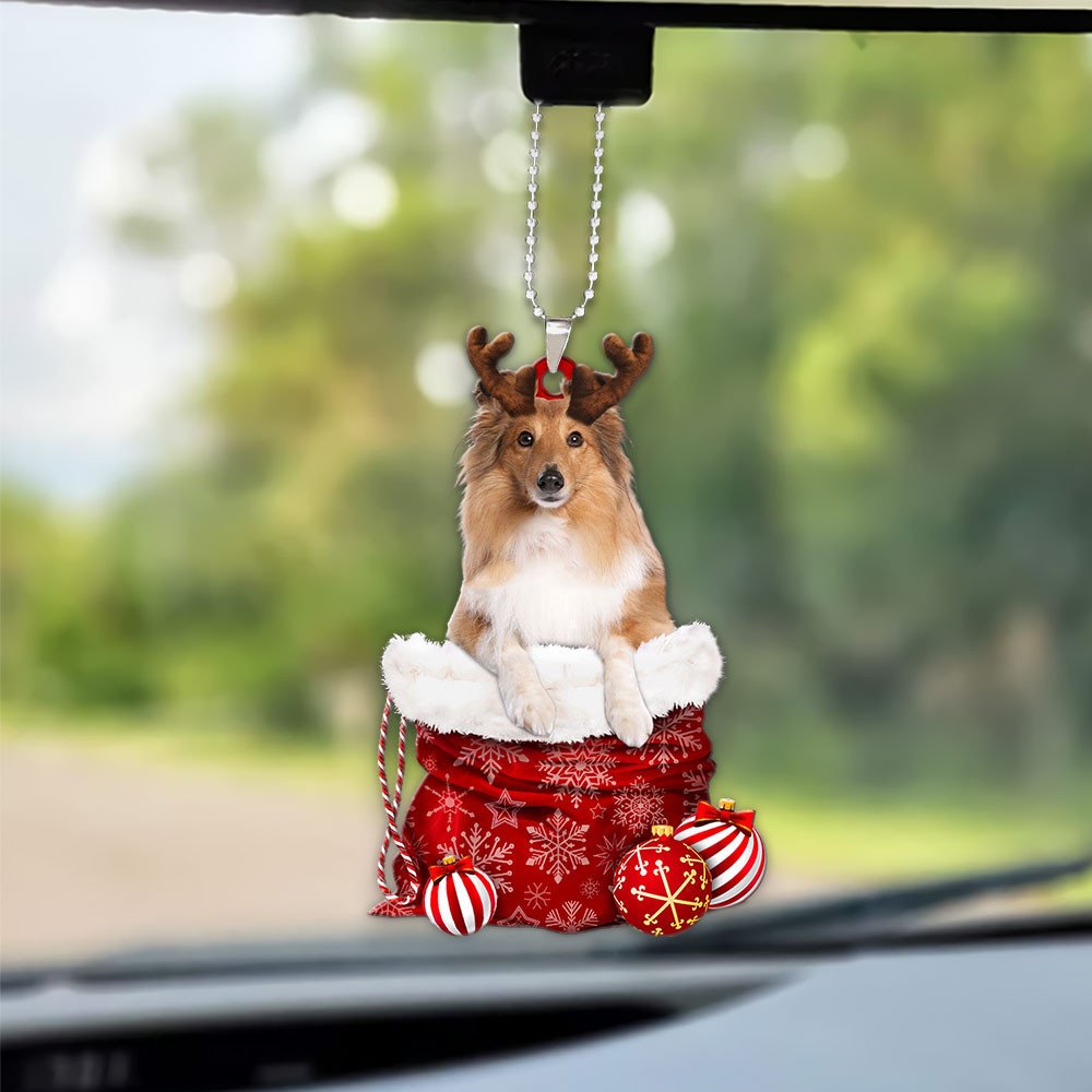 Rough Collie In Snow Pocket Christmas Car Hanging Ornament Coolspod Ornaments