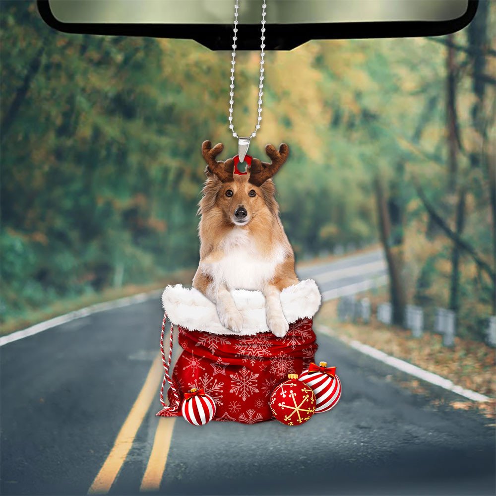 Rough Collie In Snow Pocket Christmas Car Hanging Ornament Coolspod Ornaments