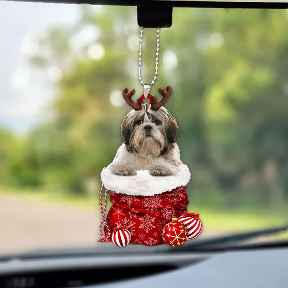 Shih Tzu In Snow Pocket Christmas Car Hanging Ornament Coolspod Ornaments