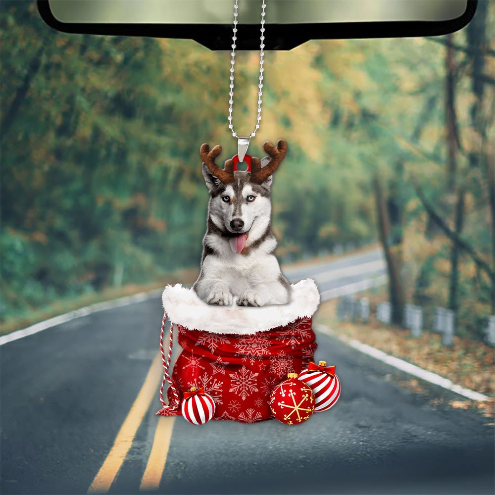 Siberian Husky In Snow Pocket Christmas Car Hanging Ornament Coolspod Ornaments