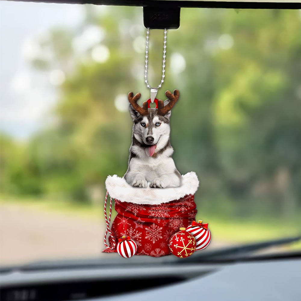 Siberian Husky In Snow Pocket Christmas Car Hanging Ornament Coolspod Ornaments