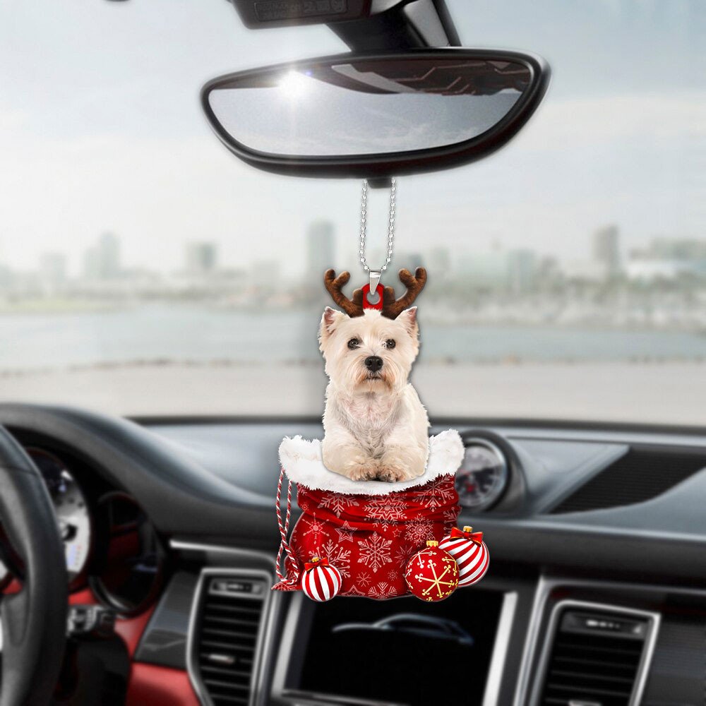 West Highland White Terrier In Snow Pocket Christmas Car Hanging Ornament Coolspod Ornaments