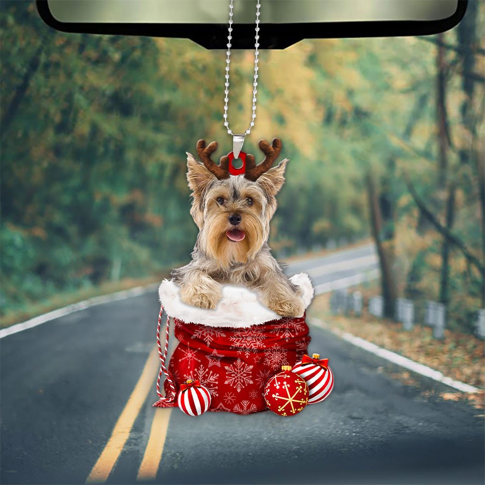 Yorkshire Terrier In Snow Pocket Christmas Car Hanging Ornament Coolspod Ornaments
