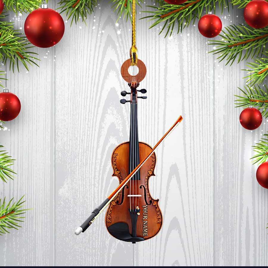 Personalized Violin Ornament/ Custom Name Flat Acrylic Ornament for Violin Lovers