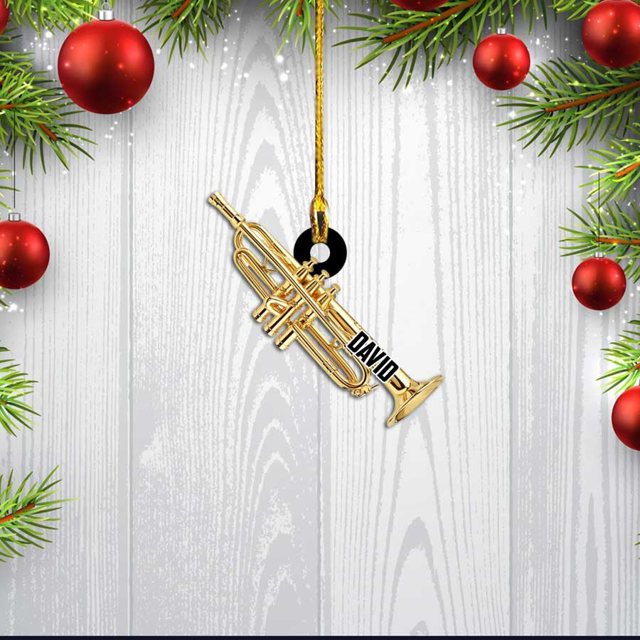 Personalized Cornet Instrument Flat Acrylic Christmas Ornament for Music Day