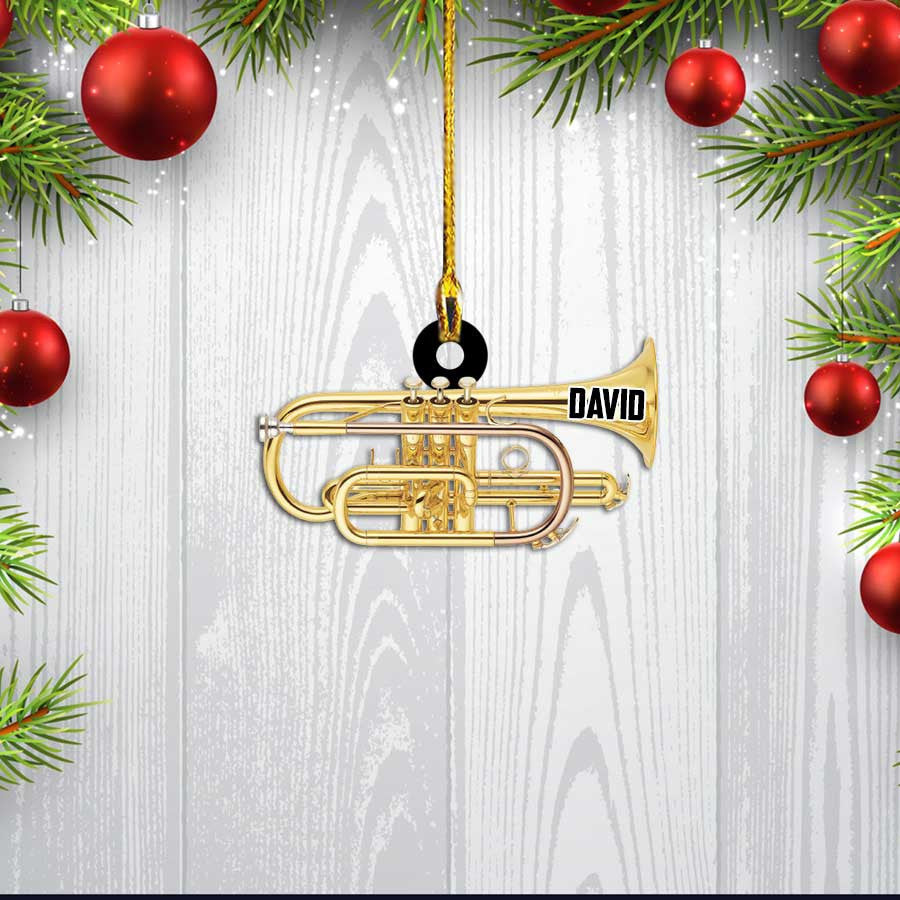 Personalized Cornet Instrument Flat Acrylic Christmas Ornament for Music Day