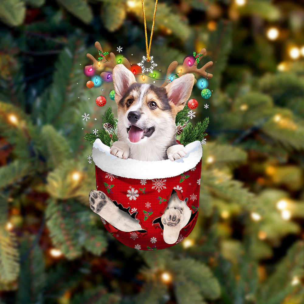 Pembroke Welsh Corgi 1 In Snow Pocket Christmas Ornament Flat Acrylic Dog Ornament