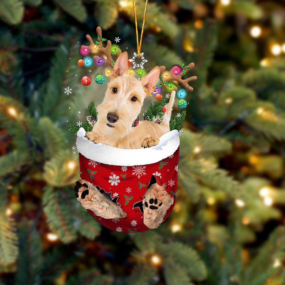 Wheaten Scottish Terrier In Snow Pocket Christmas Ornament Flat Acrylic Dog Ornament