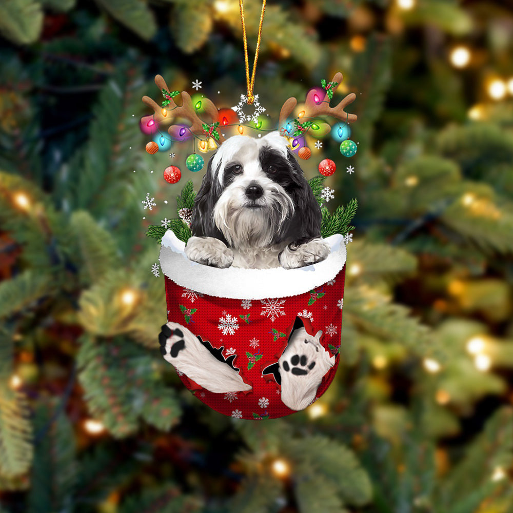 Tibetan Terrier 1 In Snow Pocket Christmas Ornament Flat Acrylic Dog Ornament