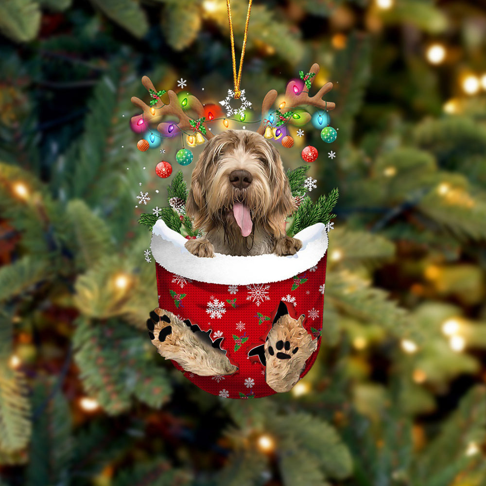 Spinone Italiano In Snow Pocket Christmas Ornament Flat Acrylic Dog Ornament