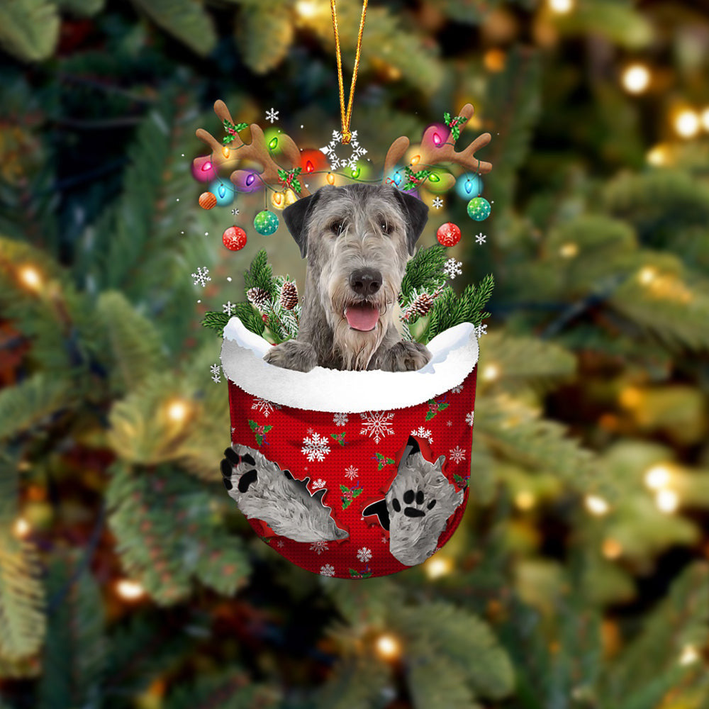 Irish Wolfhound In Snow Pocket Christmas Ornament Flat Acrylic Dog Ornament